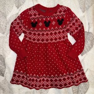 Little Sleepies Disney Fair Isle Red Knit Sweater Dress